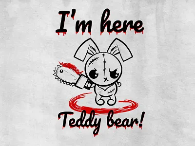 Voodoo doll evil bunny with blood saw angry blood bunny character doll evill horror monster saw voodoo