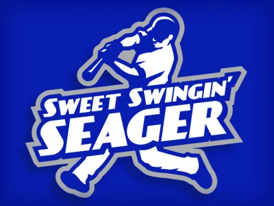 seager baseball bat blue dodgers helmet illustration logo sports