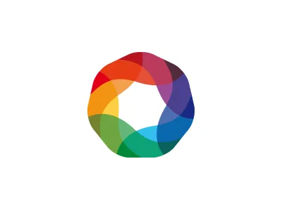 Coalesce Logo brand colorful design heptagon identity logo logomark mark spectrum vector