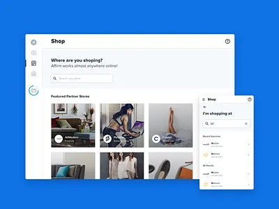 Affirm Anywhere on the web card list responsive search shopping tile web