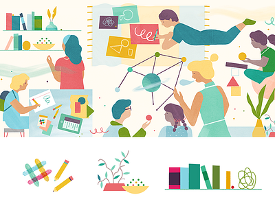 Slack Editorial — AltSchool (header & spots) altschool character editorial illustration school slack startup students