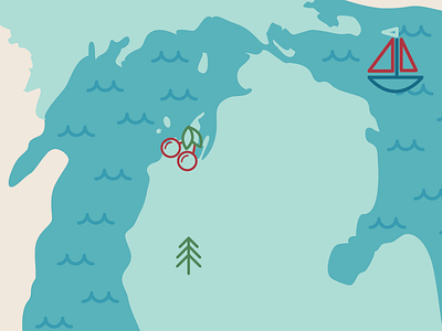 Michigan Map WIP cherries lake huron lake michigan lakes map michigan midwest mitten state sail boat states