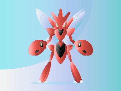 80s Gradient - Scizor 80s character classic gradient illustration pokemon pokemon go vintage