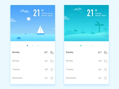 #3 Weather iIIustrator app bird blue boat chart clear cloudy iiiustrator tree ui ux weather
