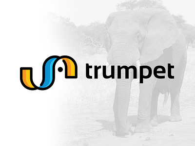 Trumpet animal creative elephant illustration logo brand mark music musician outline simple sound symbol trumpet