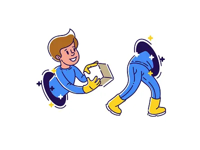 Delivery box boy delivery space teleport uniform