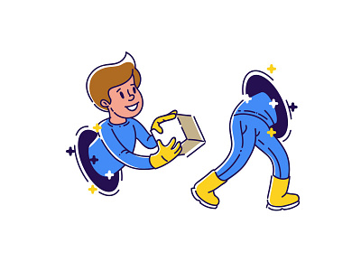 Delivery box boy delivery space teleport uniform