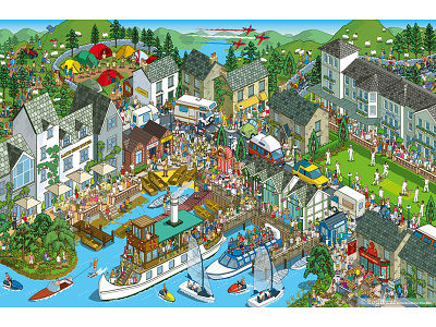 Lake District: Great British £100,000 Treasure Hunt cityscape design detail editorial game graphic illustration illustrator isometric landscape pixel art town