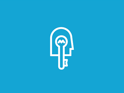 Idea Key bulb face head human icon idea key logo person