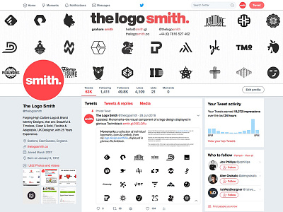 The Logo Smith Twitter Profile Page Update branding graphic design icons logo logo design logo marks portfolio symbols twitter typography