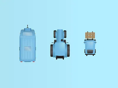 Vehicles (1/2) caravan carriage forklift illustrations top tractor transport vector vehicles