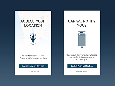 Toilocator App Permissions android app app permission illustration ios location notification