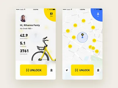ofo app bike blue map ofo ride sidebar unlock yellow