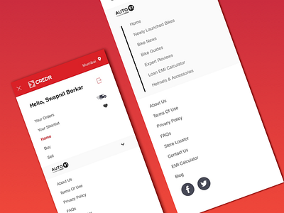 Mobile Navigation for CredR Auto automobile credr mobile navigation mobile web responsive design ui web design