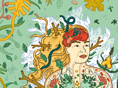 Anatomy of summer anatomy colors details illustration line nature plants summer woman