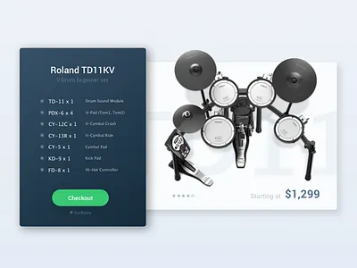 Drum Set Checkout card checkout dailyui drum product shop ui web