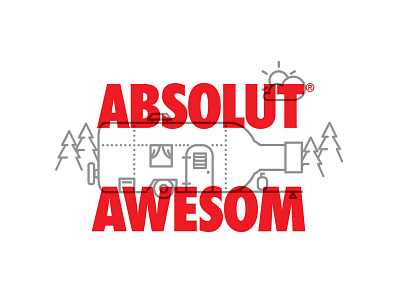 Absolut Camp Illustration absolut alcohol art bottle camp line stroke trailer vodka woods