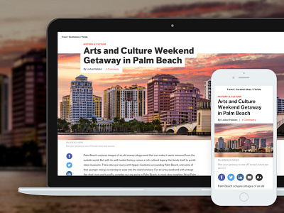 Responsive Article Template article clean design desktop headline imagery mobile responsive share siteworx travel ui