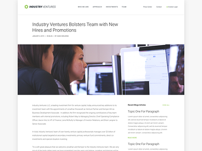 Industry Ventures Article article capital financial mobile news responsive startup ui ux venture web design website