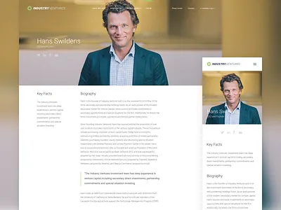 Industry Ventures Profile capital financial mobile profile responsive startup team ui ux venture web design website