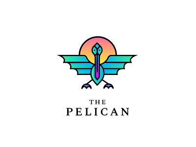Pelican bird gradient logo pelican sun