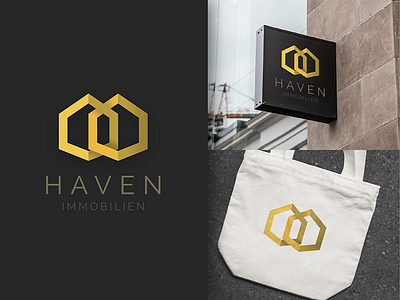 Real estate logo branding dark gold house logo real estate visual identity