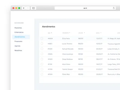 Up - table list blue health healthtech list minimalist table