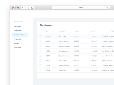 Up - table list blue health healthtech list minimalist table