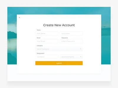 Travel App's New Account Page login signup travel web
