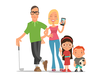 Modern Family drawing family flat design golf illustration modern simple svg vector