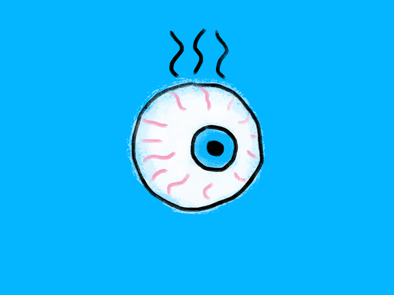 You're Hot (on blue) animation cel cel animation eyeball gif melt melting photoshop skate surf