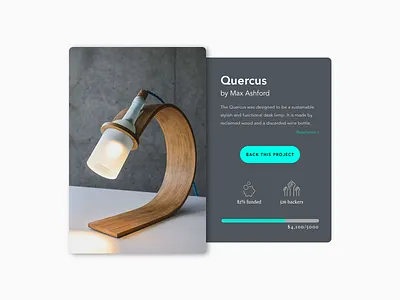 #090 - Crowdfunding Campaign 100 ui design challenge back a project crowdfunding campaign daily ui desk lamp quercus