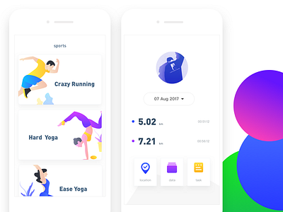 App of crazy sports app colors graphics illustration ui ux