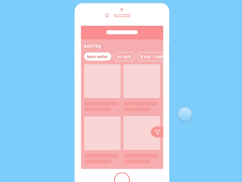 mobile sort/load concept filter mobile shopping sort store