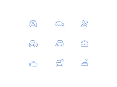 Car Resume Icons airbags auto automobile car damage engine flooded gear icon odometer resume tab