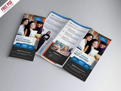 Free University Education Tri Fold Brochure PSD Template brochure creative brochure education free brochure free psd photoshop psd psd template trifold trifold template university brochure