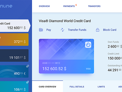 Online Banking > Credit Card Page bank banking credit card details finance visa