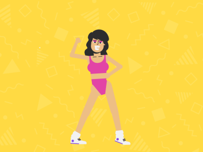 Aerobics Cuties 2d 80s after effects character character animation mograph motion retro shape