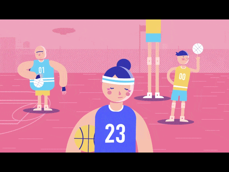 ralloo.com 2d ae after effects animation basketball beard explainer flat girl man teacher