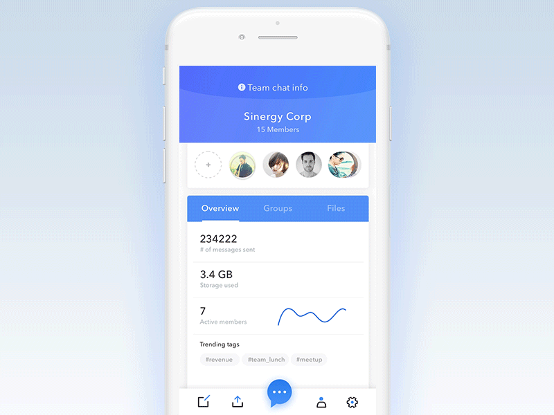 Team chat stats screen Interaction chat interaction ios mobile ui ux