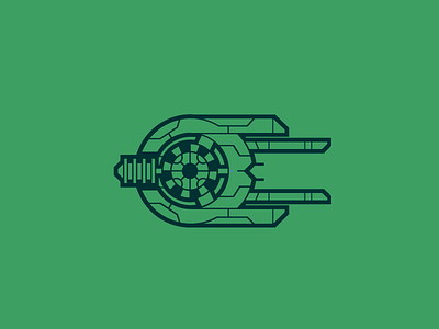 TurbineRacer future green illustration minimal outline racer ship space turbine vector