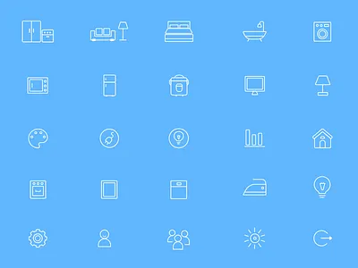 Home Icons Set badroom home home ivons icon icons icons set kitchen line icons room set settings smart home