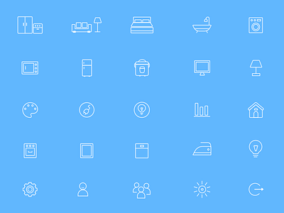 Home Icons Set badroom home home ivons icon icons icons set kitchen line icons room set settings smart home