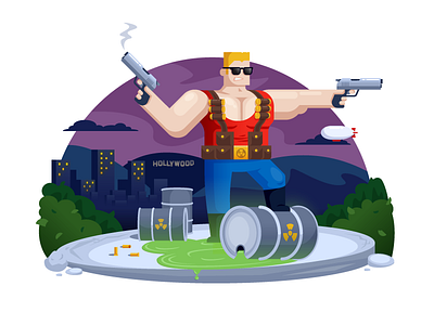 Duke Nukem 90s duke nukem gaming illustration nineties