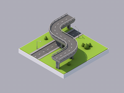 Streets & Bridges 3d bridge c4d cinema 4d cube illustration isometric low poly minimal simple street tutorial