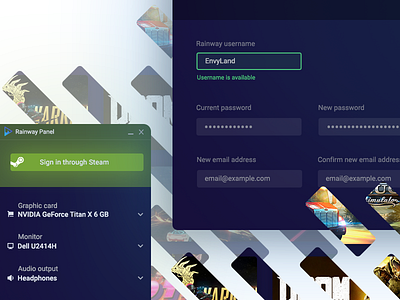 Rainway - Change the way how you game colorful dark flow form gaames game gaming minimal minimalistic steam ui