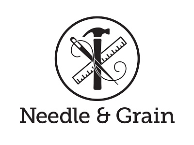 Needle & Grain Logo black and white cross hammer logo needle and grain ruler sewing