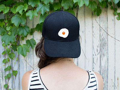 Egg Hat apparel baseball cap baseball hat custom egg fried egg hand painted hat illustration patch