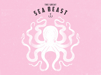 The Great Sea Beast anchor badge branding design icon illustration logo octopus texture vector