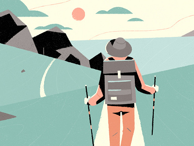 On a hike hiker illustration mountains